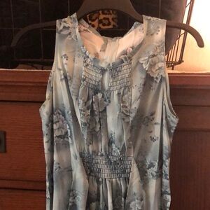 Elegant Blue Floral Maxi Dress vintage 1976 no tags